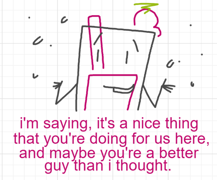 A panel from I've Been Everywhere, Man, episode nine of the Board Boards object show by Furretwalk/WalkingFurret.